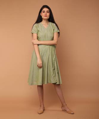 Apple green wraparound dress 1