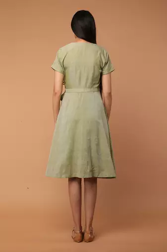 Apple green wraparound dress