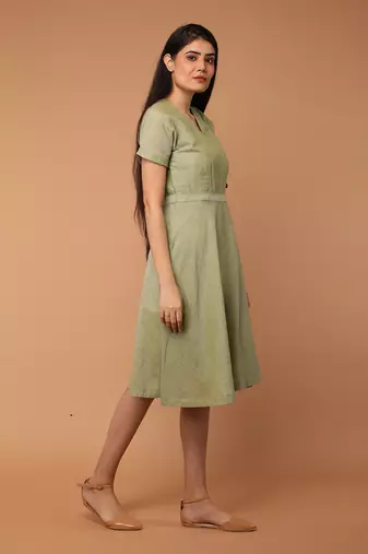 Apple green wraparound dress