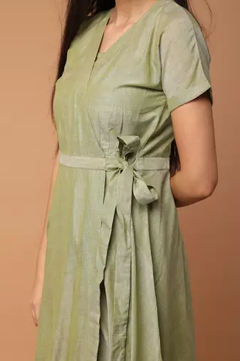 Apple green wraparound dress