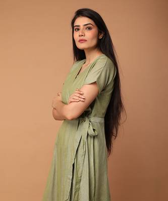 Apple green wraparound dress 5