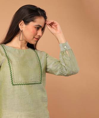 Apple green hand loom cotton top 4
