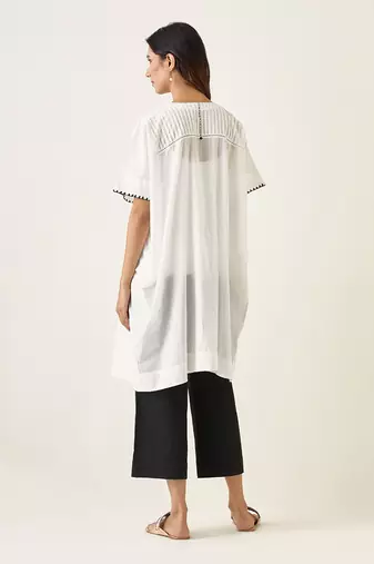 White pin tucks cotton kurta set