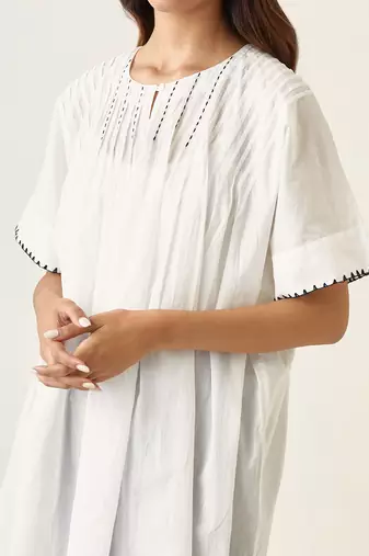 White pin tucks kurta set