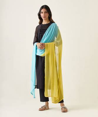 Black chanderi smocking kurta set 1