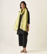 Black & lemon yellow a line linen silk kurta set