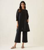 Black a line linen silk kurta set