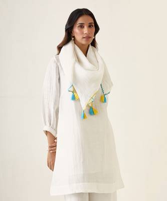 White linen silk kurta set 2
