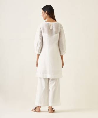 White a line linen silk kurta set 2