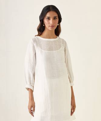White a line linen silk kurta set 4