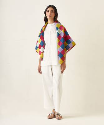 White cotton a line shirt set 1