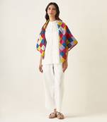 White cotton a line shirt set