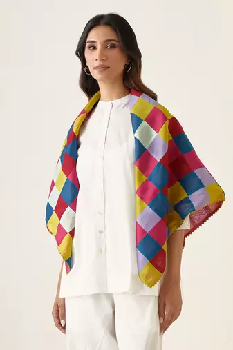 White cotton a line shirt set