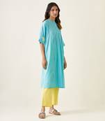 Blue kaftan style embroidered kurta set