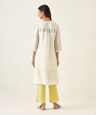 Off white linen silk kurta set 2