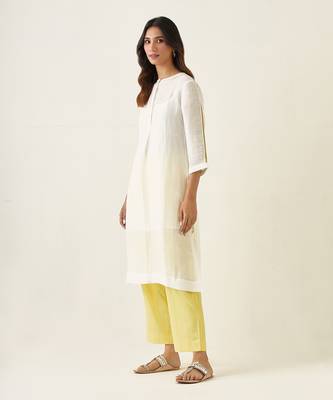 Off white linen silk kurta set 3