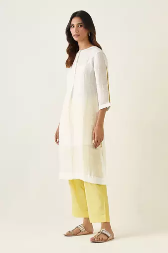 Off white linen silk kurta set