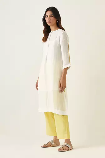 Off white linen silk kurta set