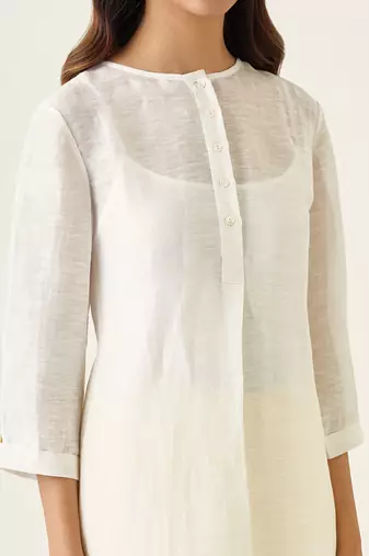 Off white linen silk kurta set