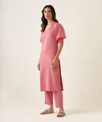 Rose pink kurta set 3