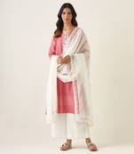 Rose pink chanderi handloom embroidered kalidar kurta set