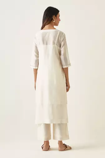 Off white & lime yellow kurta set