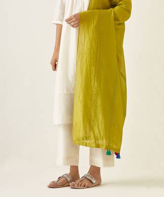 Off white & lime yellow kurta set 5