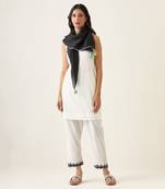 White cotton short kurta set with scarf