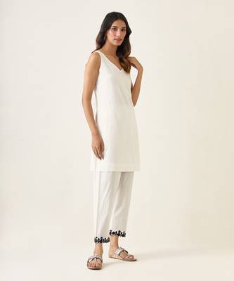 White cotton short kurta set 2