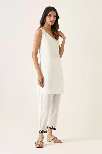 White cotton short kurta set