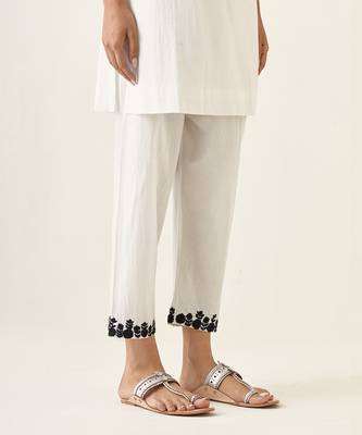 White cotton short kurta set 3