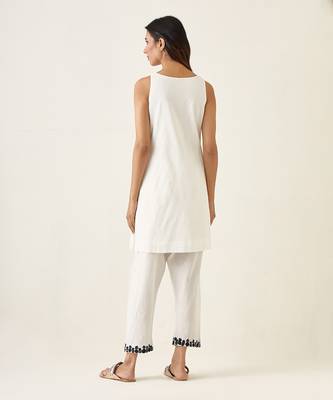 White cotton short kurta set 5