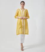 Canary yellow chanderi handloom kurta set