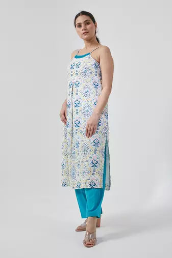 Aqua blua razor back kurta set