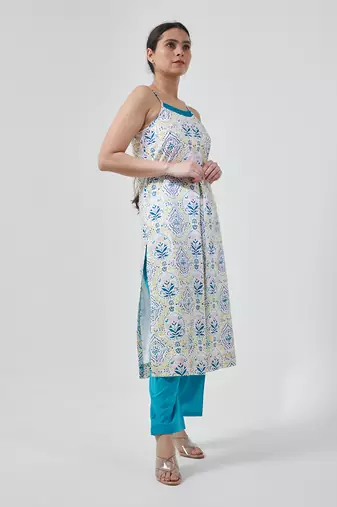 Aqua blua razor back kurta set