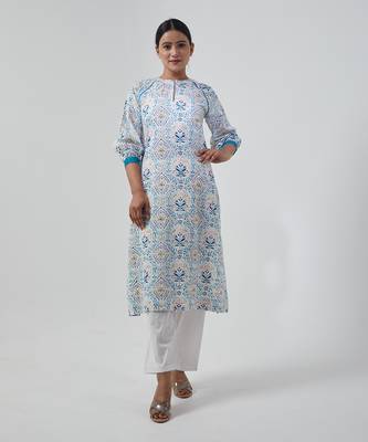 Aqua blue raglan sleeve kurta set 1