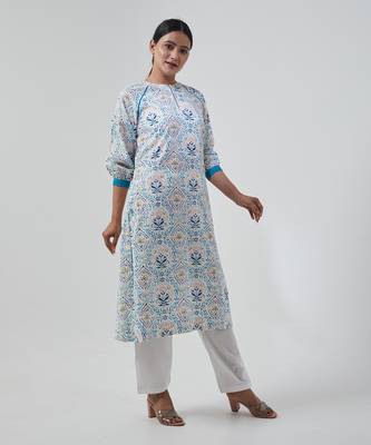 Aqua blue raglan sleeve kurta set 2