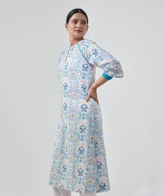 Aqua blue raglan sleeve kurta set 5