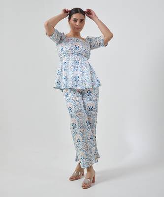 Aqua blue peplum style top with palazzo 1