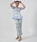 Aqua blue peplum style top with palazzo