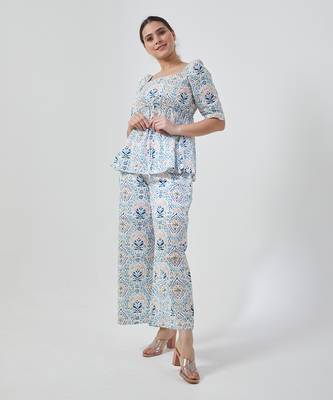 Aqua blue peplum style top with palazzo 2