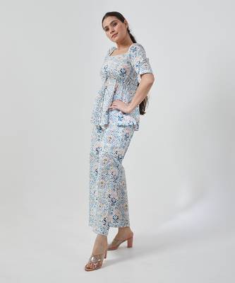 Aqua blue peplum style top with palazzo 3