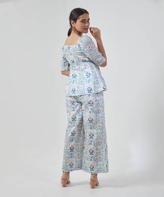 Aqua blue peplum style top with palazzo 4