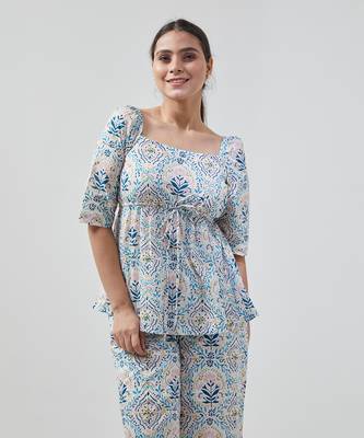 Aqua blue peplum style top with palazzo 5