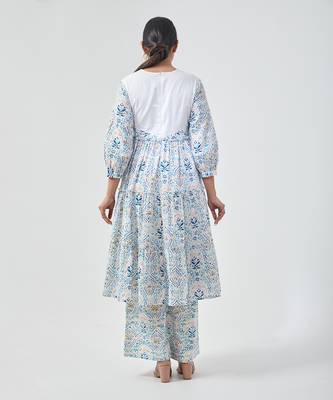 Aqua blue flared kurta set 5