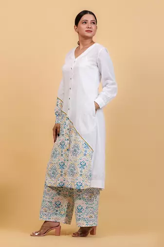 White shirt kurta set