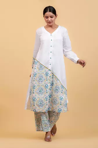 White shirt kurta set