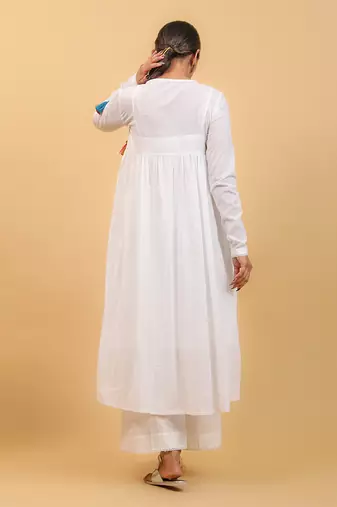 White smocking anarkali set