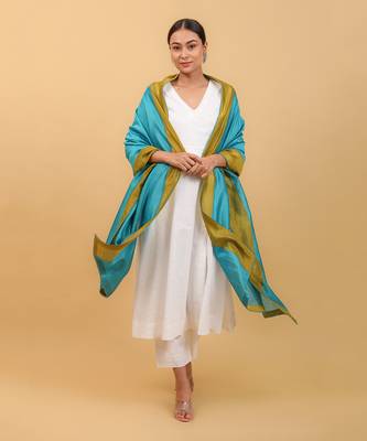 White cotton high slit anarkali set 1
