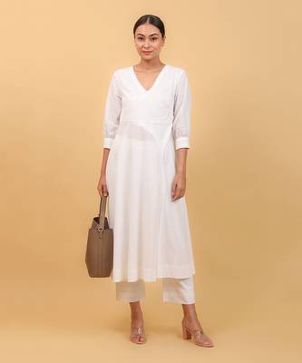 White high slit anarkali set 1